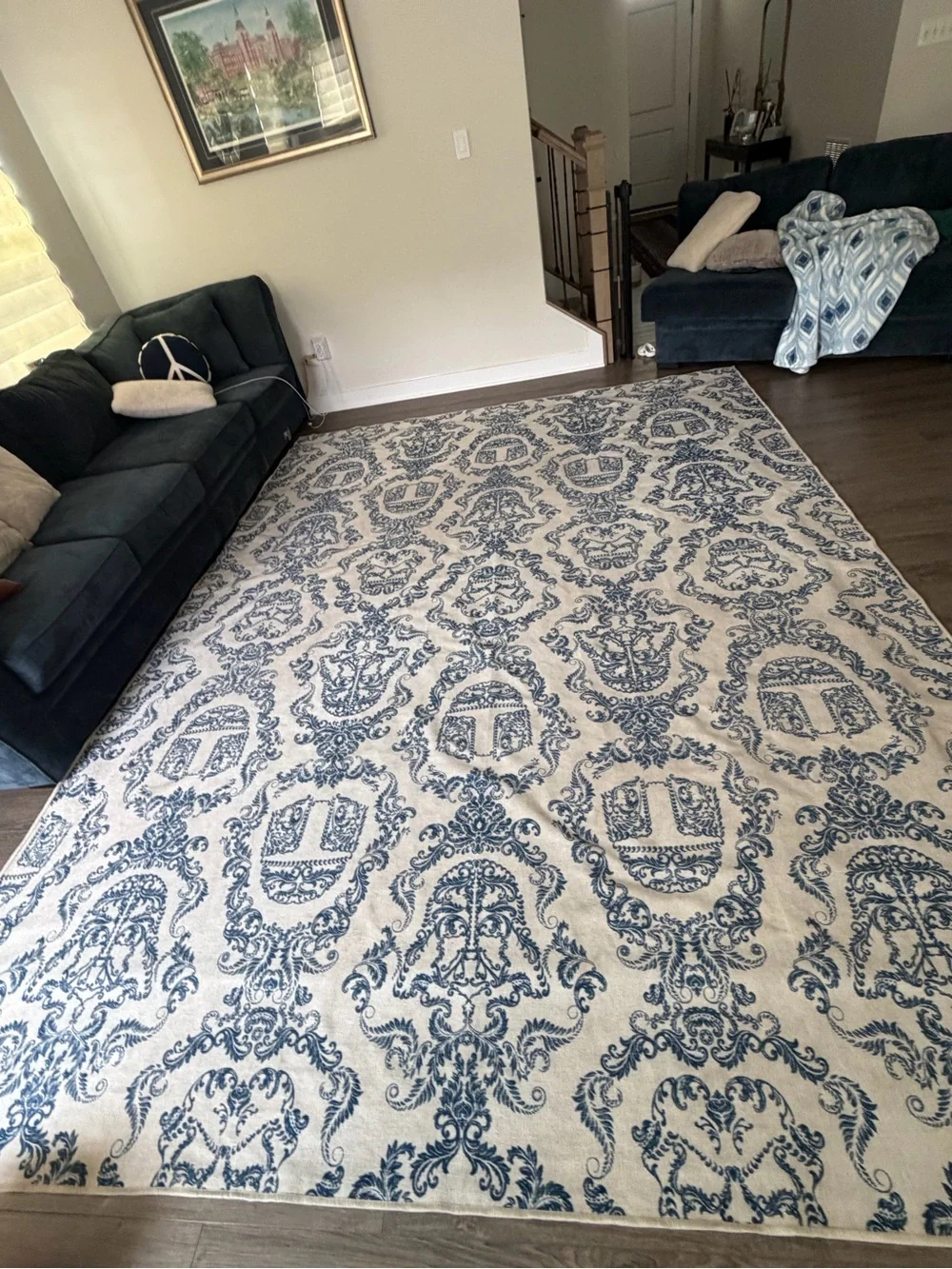 Ruggable Darkside Damask delft blue • Flat Woven rug 9x12
